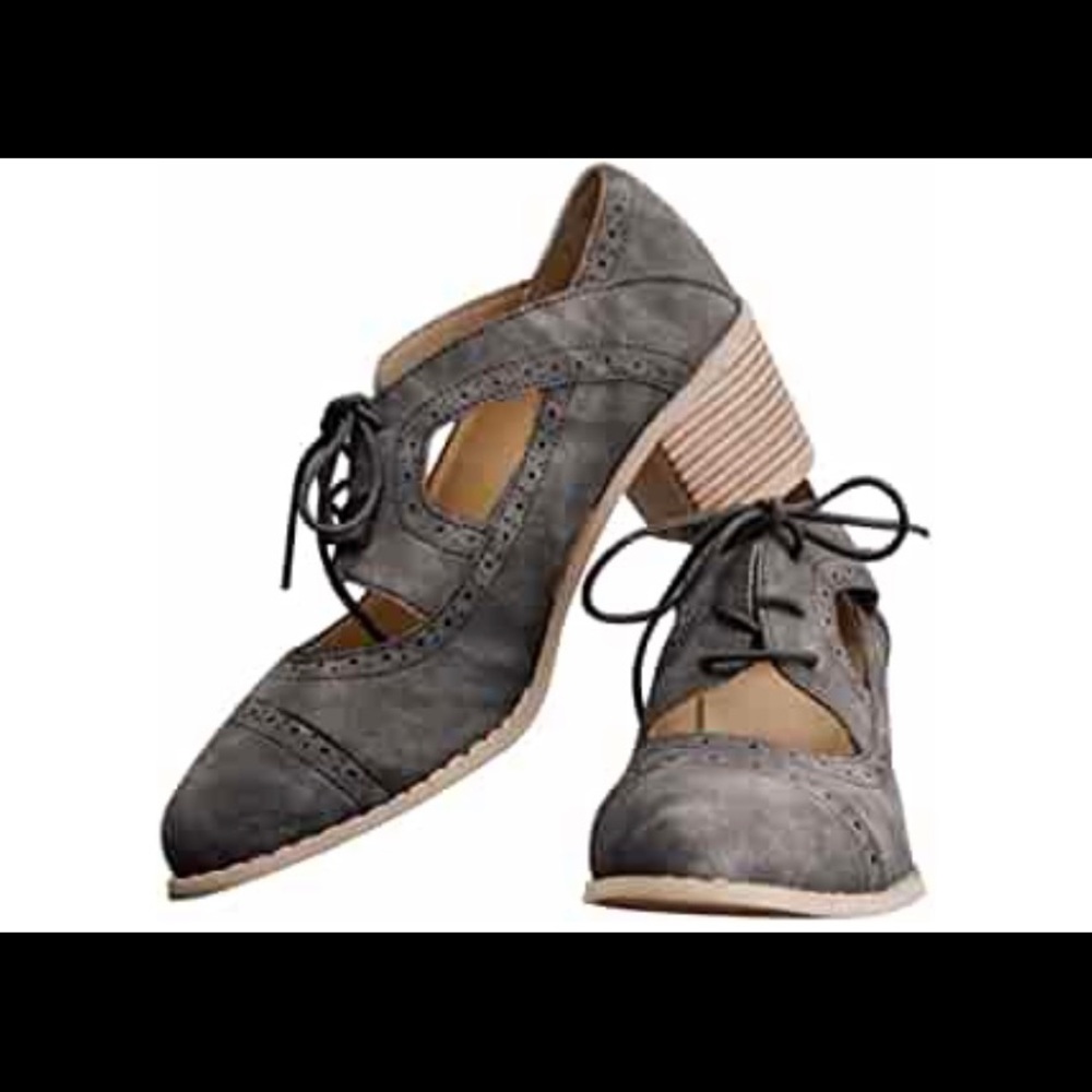 NEW! Gray Oxford Lace Up Heels
